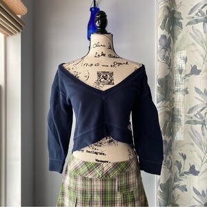 Gilly Hicks Navy Blue Off-Shoulder Sweatshirt